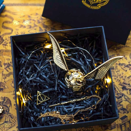 Wizard Potter Golden Snitch Inspired Silver Necklace And Bracelet Gift Set UK